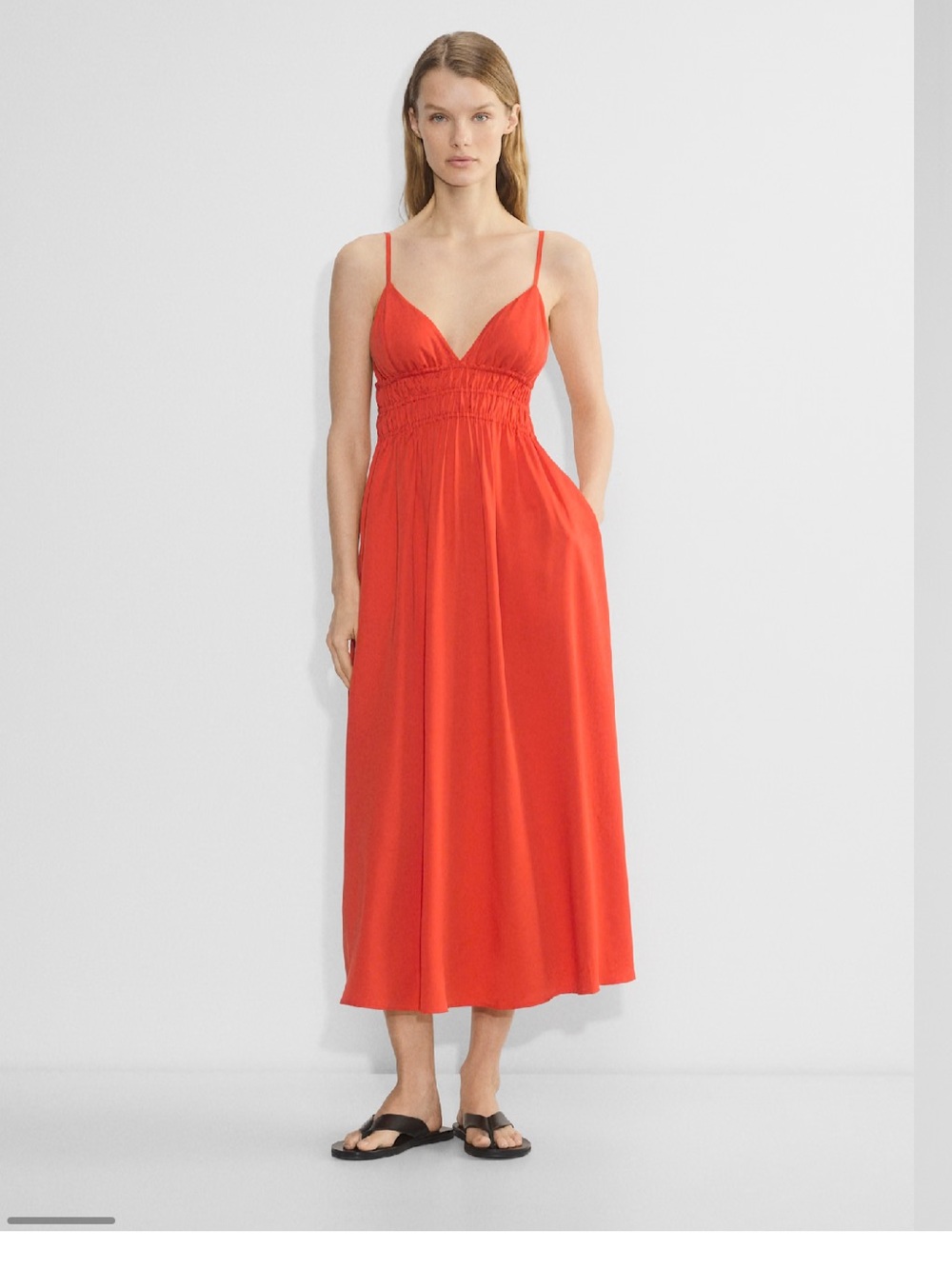 Aritzia Wilfred Suitor Poppy Red Red Spaghetti-Strap Maxi Dress